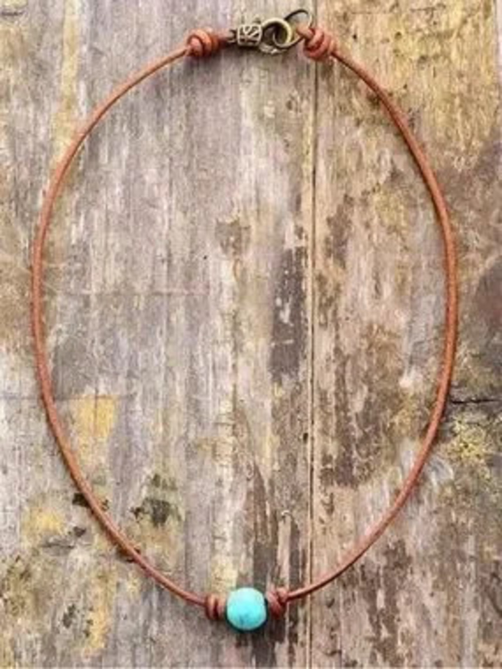 Bohemian Natural Stone Turquoise Necklace, Braided For Men Women Jewelry